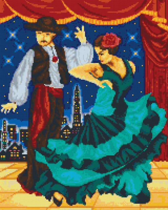 Flamenco Dancing Pair Sixteen [16] Baseplate PixelHobby Mini-mosaic Art Kit